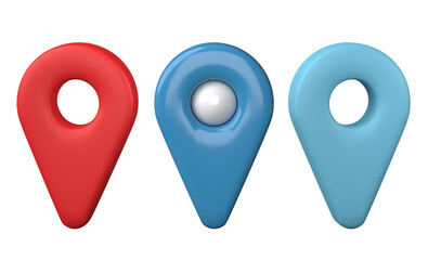 Aufkleber - Set of location pin icon 3D render, png file format.