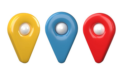 Aufkleber - Set of location pin icon 3D render, png file format.