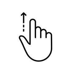 Poster - Hand Finger Swipe and Drag Up Line Icon. Pinch Screen, Rotate on Screen Linear Pictogram. Gesture Slide Up Outline Icon. Editable Stroke. Isolated Vector Illustration