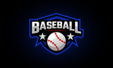 Fototapeta Sport - Baseball sport logo with star, shield, and modern style