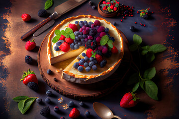 Wall Mural - Delicious Homemade cheesecake with fresh