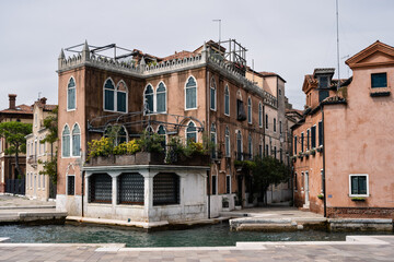 Venetian Palazzo at the Riva dei Sette Martiri in the Sestiere Castello District of Venice, Italy