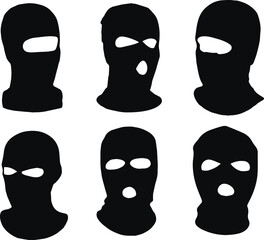 Balaclava masks of criminals, bandits and mafia, EPS Vector