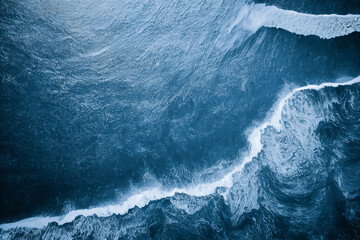 Wall Mural - Spectacular aerial top view background photo of ocean sea water splashing. generative ai