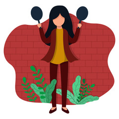 Sticker - greeting womens day. woman girl illustration