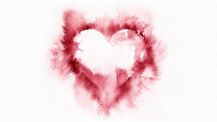Aufkleber - Watercolour splashes heart on white paper background. Loop Animation.