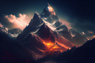 Wall Mural - Cinematic mountain image, Ai generated