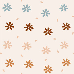 cute pastel colored seamless vector pattern background illustration with daisy flowers