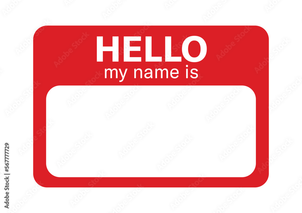 name badge template. hello my name is blank template Stock Vector 