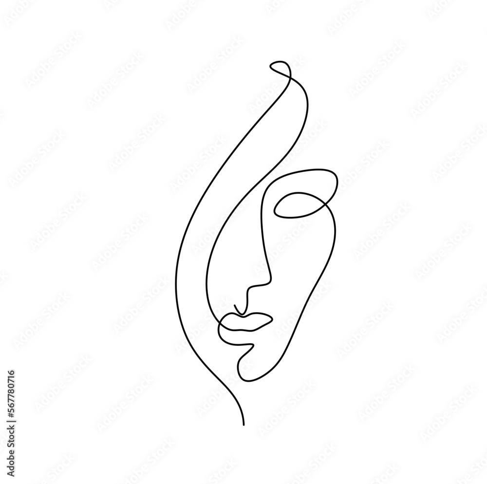 Vector isolated one single contemporary line abstract woman face ...