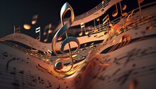Music Note   Background. Design Element For Song, Melody Or Tune.