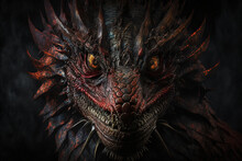 Portrait Of A Real Dragon, Big Face Close-up, Generative Ai
