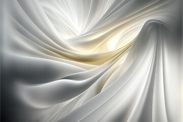 Wall Mural - a white and gold abstract background with a wavy design on it's side and a light shining in the middle of the image,. generative ai
