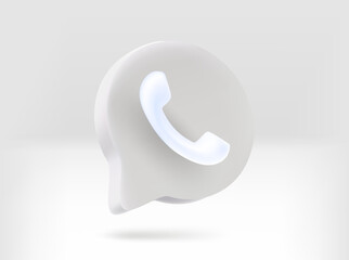 Poster - Speech cloud with telephone tube sign. 3d vector isolated illustration
