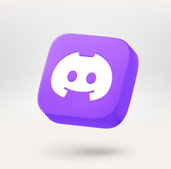 Fototapete - Button with white silhouette of cute cartoon face. 3d vector icon isolated on white background