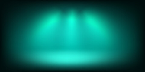 Aufkleber - Abstract illuminated empty green stage with bright projectors. Design template. 3d vector background