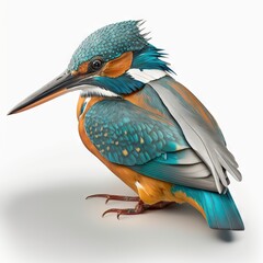 Wall Mural -  a colorful bird with a blue head and a white chest sitting on a white surface with a white back ground and a white back ground.  generative ai