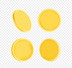 Poster - Golden coins collection.Vector 3d objects isolated on transparent background