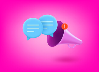Poster - Loudspeaker with dialog concept. 3d vector illustration