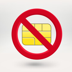 Aufkleber - Computer chip icon in red circle with crossed line. No messages concept. 3d vector icon 
