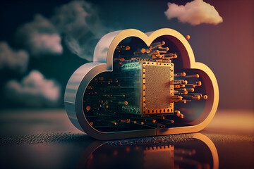 Cloud computing technology concept background. Created with Generative AI technology