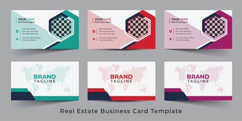 Wall Mural - Real Estate Agent and Home Sales Business Card Template Design