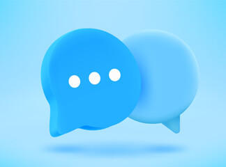 Poster - Blue speech clouds. Conversation concept. 3d vector icon 