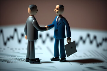 two businessman shaking hands 3d animation