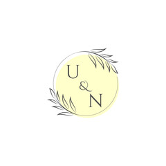 UN initial monogram wedding with creative modern circle line