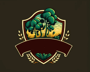 Sticker -  logo for Shovel Leaf Farm Field. Creative Idea for Brand Company in the Fields of Agriculture, Harvest, Ecology, and Gardening, etc. Generative AI