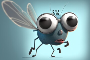 Sticker -  a cartoon mosquito with big eyes and a surprised look on its face, with one eye open and one eye wide open, with one eye wide open.  generative ai