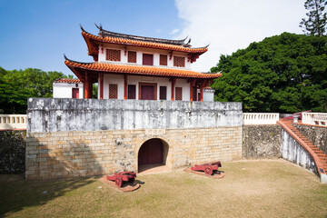 Wall Mural - Old city wall building view of the Great South Gate in Tainan, Taiwan. it's one of Taiwan's most well-preserved city gates.