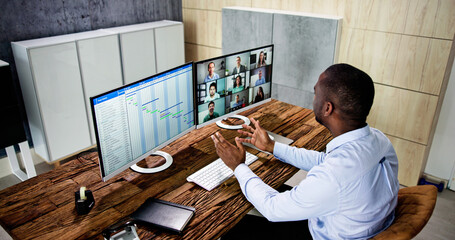 Aufkleber - Virtual Diary Conference Webinar On Desktop Monitor