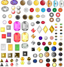 FASHION ELEMENTS SET OF SEQUINS, BEADS, STONES, RHINESTONES, IRONS ONS, STICK ONS AND HOT FIX VECTOR