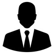 © teracreonte - Icono director ejecutivo. Símbolo CEO. Silueta aislada de hombre con traje y corbata