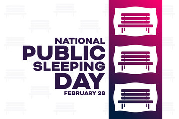 Wall Mural - National Public Sleeping Day. February 28. Vector illustration. Holiday poster.