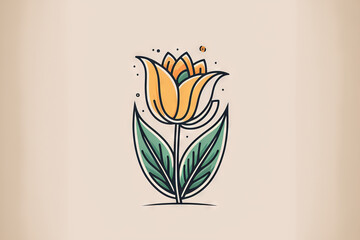 Wall Mural - logo icon template with a flower line. Generative AI