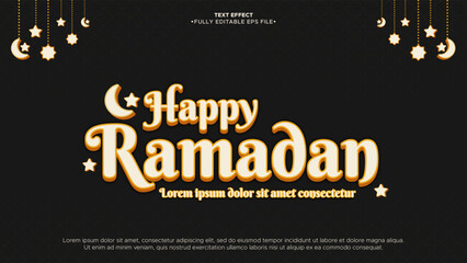 Poster - Happy Ramadan Greeting Template 3D Text Effect