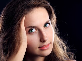 Poster - Happy young woman after facial treatment.