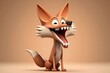 Cute 3D cartoon of coyote character. Generative AI