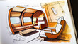 Airplane Interior Industrial Design Sketch-AI Generated 