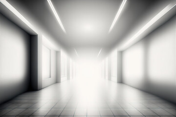 Poster - Broad blurry empty abstract building pathway background for banner background, journey to success concept, perspective building hallway. Generative AI