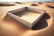 Square empty sandbox in desert, concept of making available already abundant resources, Desert Landscape and Geometric Shape, created with Generative AI technology