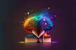 © 2rogan - notion of education and graduation. research information to generate original ideas and find solutions, Online education course degree certificate for e learning. Generative AI