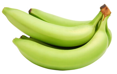 Poster - Bunch of green underripe bananas isolated on transparent background cutout PNG
