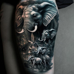 Wall Mural - elephant tattoo on leg