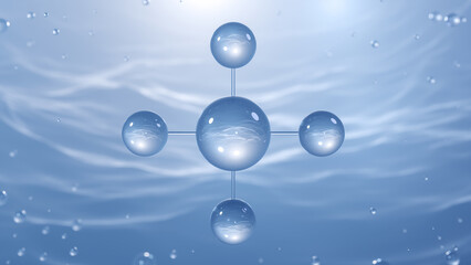 Poster - methane molecular structure, 3d model molecule, natural gas, structural chemical formula view from a microscope