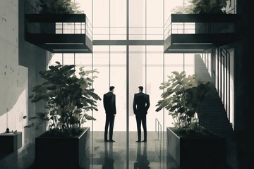 Wall Mural - 4K resolution or higher, black suit working people analysing data. Generative AI Technology