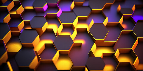 Canvas Print - Technical 3D hexagonal background design, Generative AI