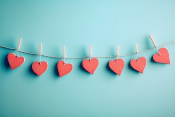 Wall Mural - Illustration of cute hearts and love, valentines day background, love wallpaper. Generative AI.